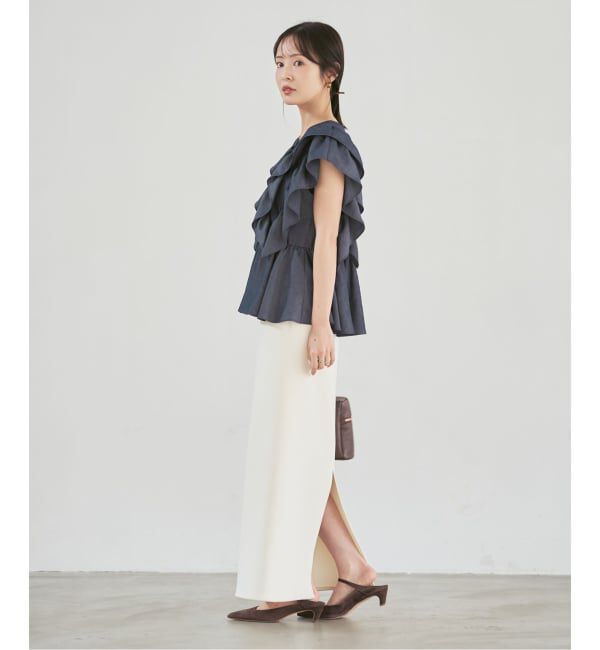 NOBLE「《予約》ウォーターエッジフリルブラウス」|シャツ・ブラウス|