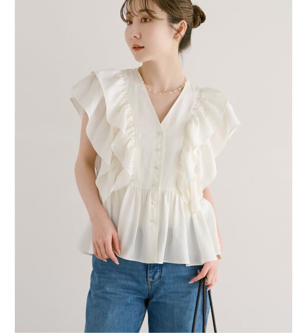 NOBLE「《予約》ウォーターエッジフリルブラウス」|シャツ・ブラウス|
