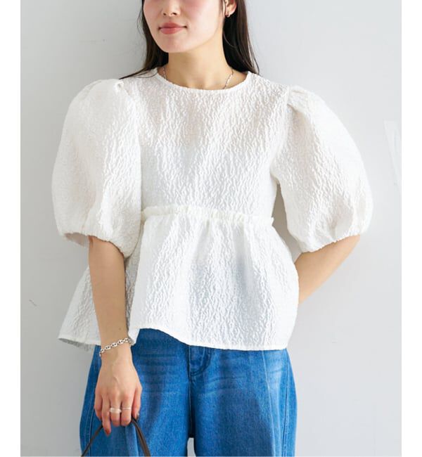 U by SPICK&SPAN「フラワージャガードパフブラウス」|シャツ・ブラウス|