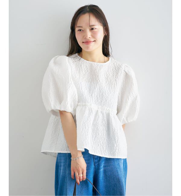 U by SPICK&SPAN「フラワージャガードパフブラウス」|シャツ・ブラウス|