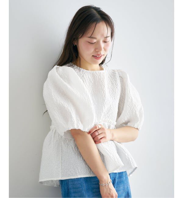 U by SPICK&SPAN「フラワージャガードパフブラウス」|シャツ・ブラウス|