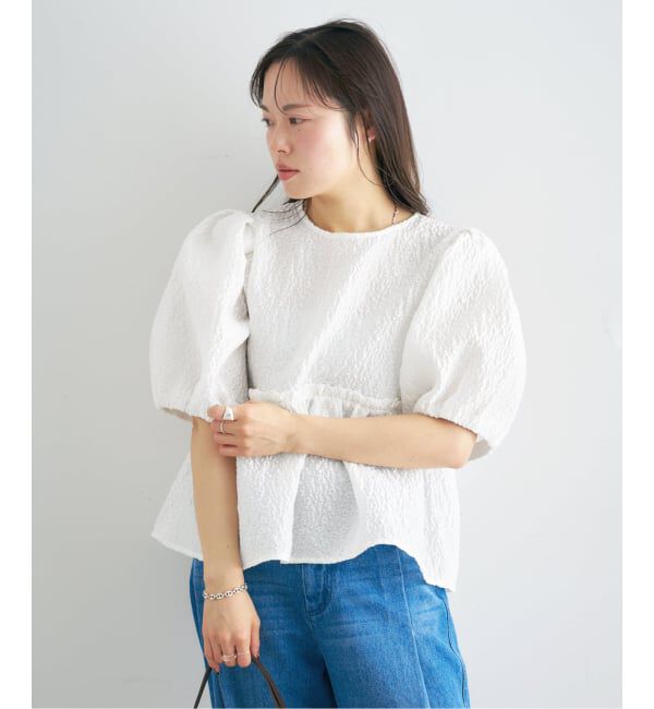 U by SPICK&SPAN「フラワージャガードパフブラウス」|シャツ・ブラウス|