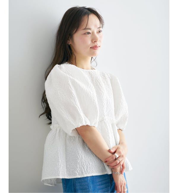 U by SPICK&SPAN「フラワージャガードパフブラウス」|シャツ・ブラウス|