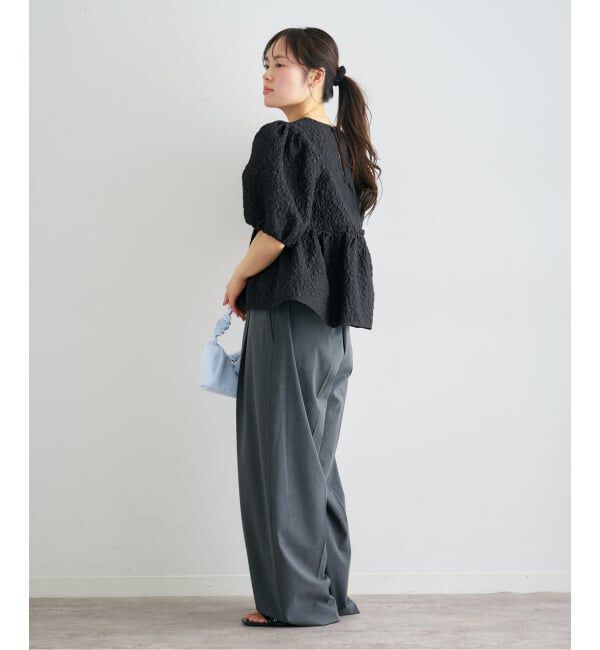 U by SPICK&SPAN「フラワージャガードパフブラウス」|シャツ・ブラウス|