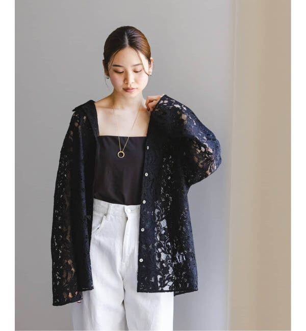 NOBLE「《追加予約》ボタニカルレースオープンカラーシャツ」|シャツ・ブラウス|