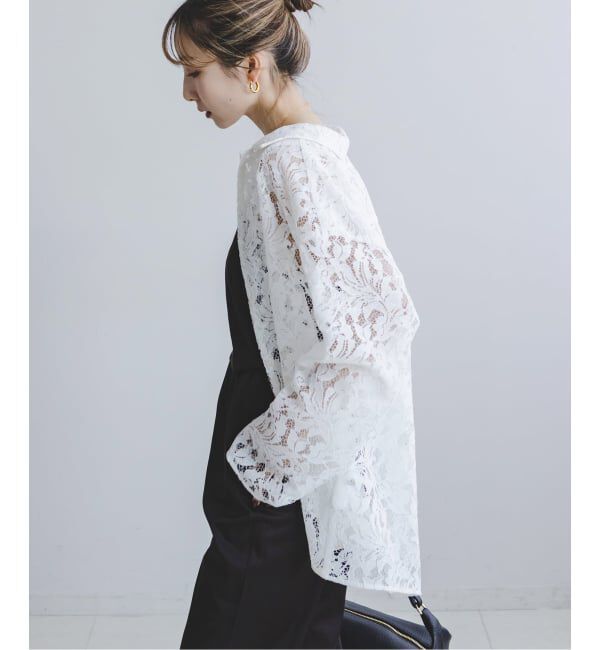 NOBLE「《追加予約》ボタニカルレースオープンカラーシャツ」|シャツ・ブラウス|