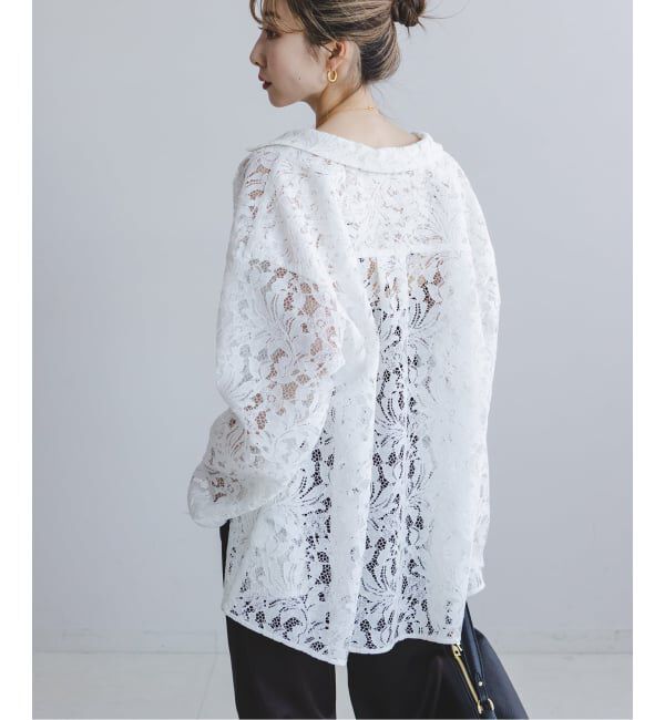 NOBLE「《追加予約》ボタニカルレースオープンカラーシャツ」|シャツ・ブラウス|