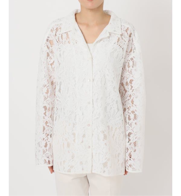 NOBLE「《追加予約》ボタニカルレースオープンカラーシャツ」|シャツ・ブラウス|