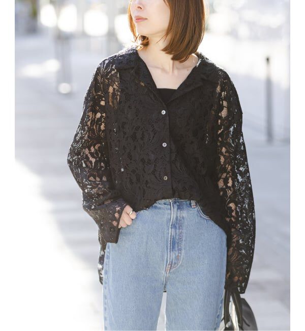NOBLE「《追加予約》ボタニカルレースオープンカラーシャツ」|シャツ・ブラウス|