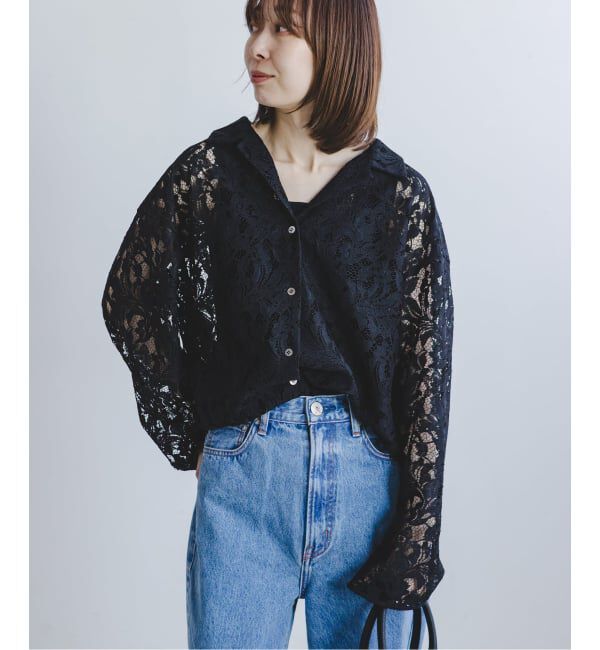 NOBLE「《追加予約》ボタニカルレースオープンカラーシャツ」|シャツ・ブラウス|