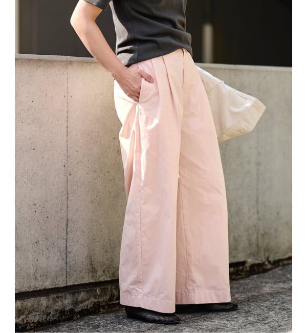 FRAMeWORK「≪洗濯機洗い可 / 予約≫コットンナイロンタックパンツ」|その他|ピンク B