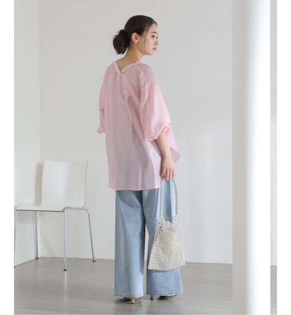  「《予約》【洗える】Vネックシアーシャツ」|シャツ・ブラウス|