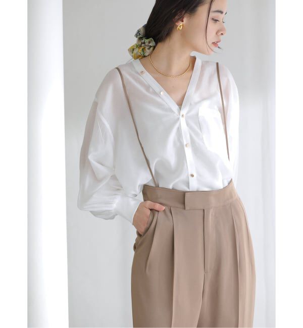  「《予約》【洗える】Vネックシアーシャツ」|シャツ・ブラウス|
