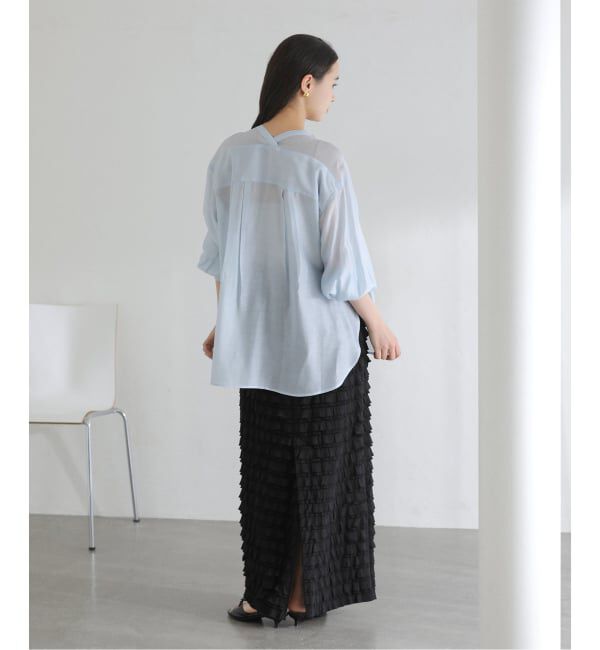  「《予約》【洗える】Vネックシアーシャツ」|シャツ・ブラウス|