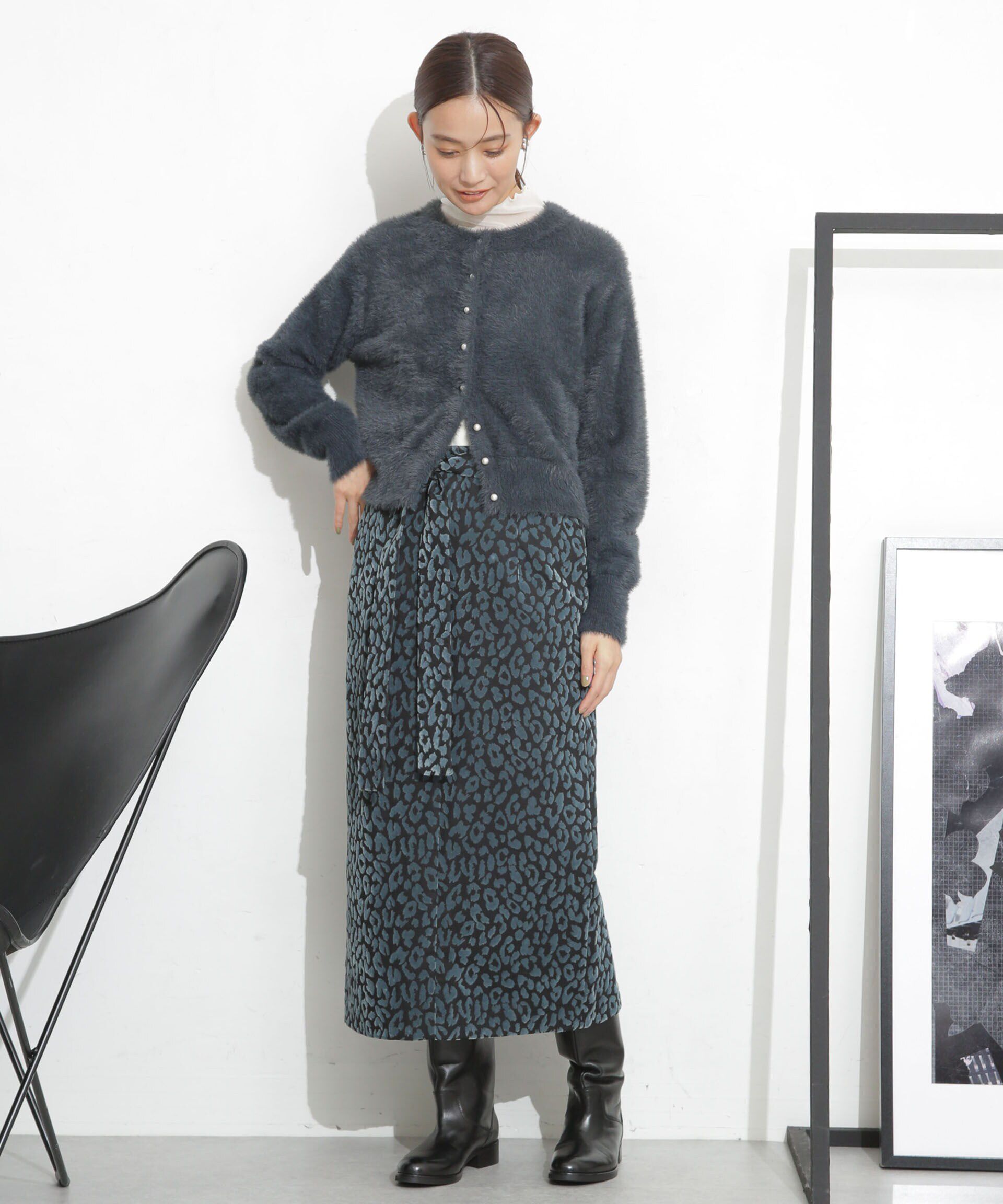 nano･universe「レオパードフロッキースカート」|スカート|