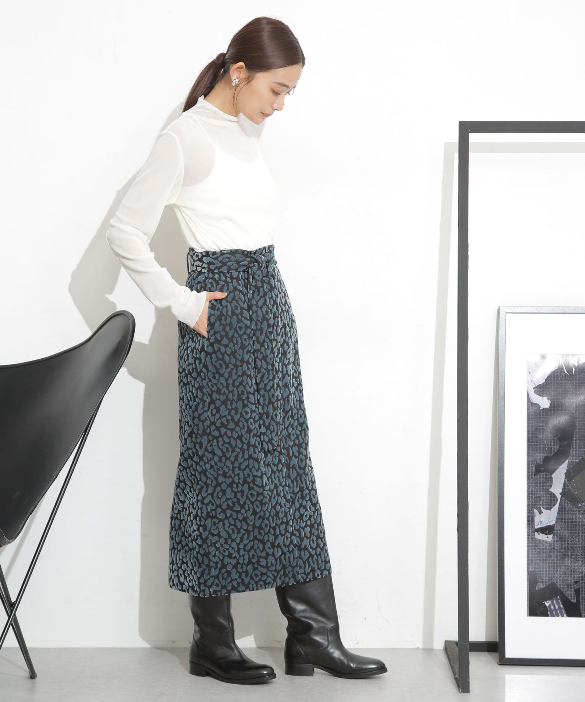 nano･universe「レオパードフロッキースカート」|スカート|