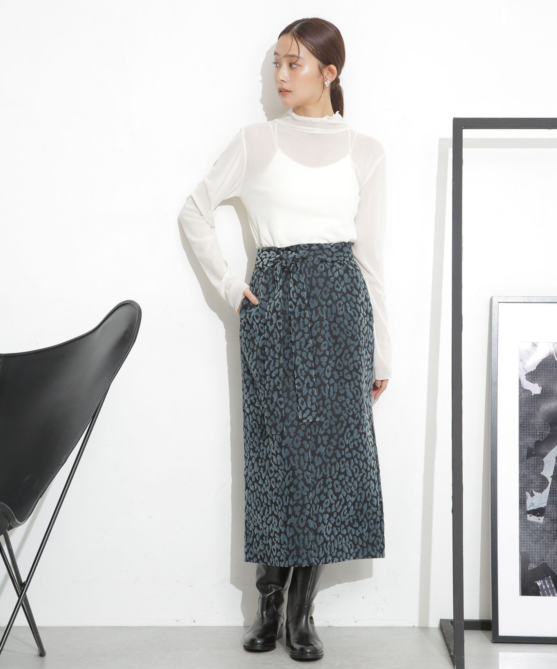 nano･universe「レオパードフロッキースカート」|スカート|