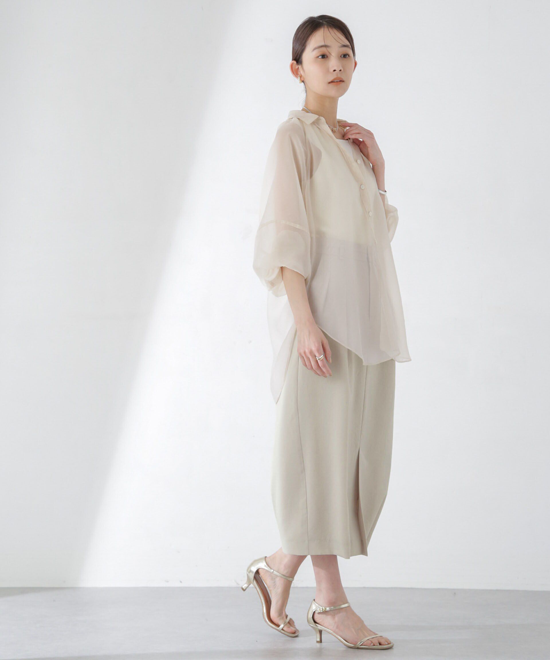 nano･universe「<洗濯機使用可><ﾉﾝｱｲﾛﾝ>ﾒﾗﾝｼﾞﾄﾞﾗｲ ｿﾌﾄｺｸｰﾝｽｶｰ  」|スカート|