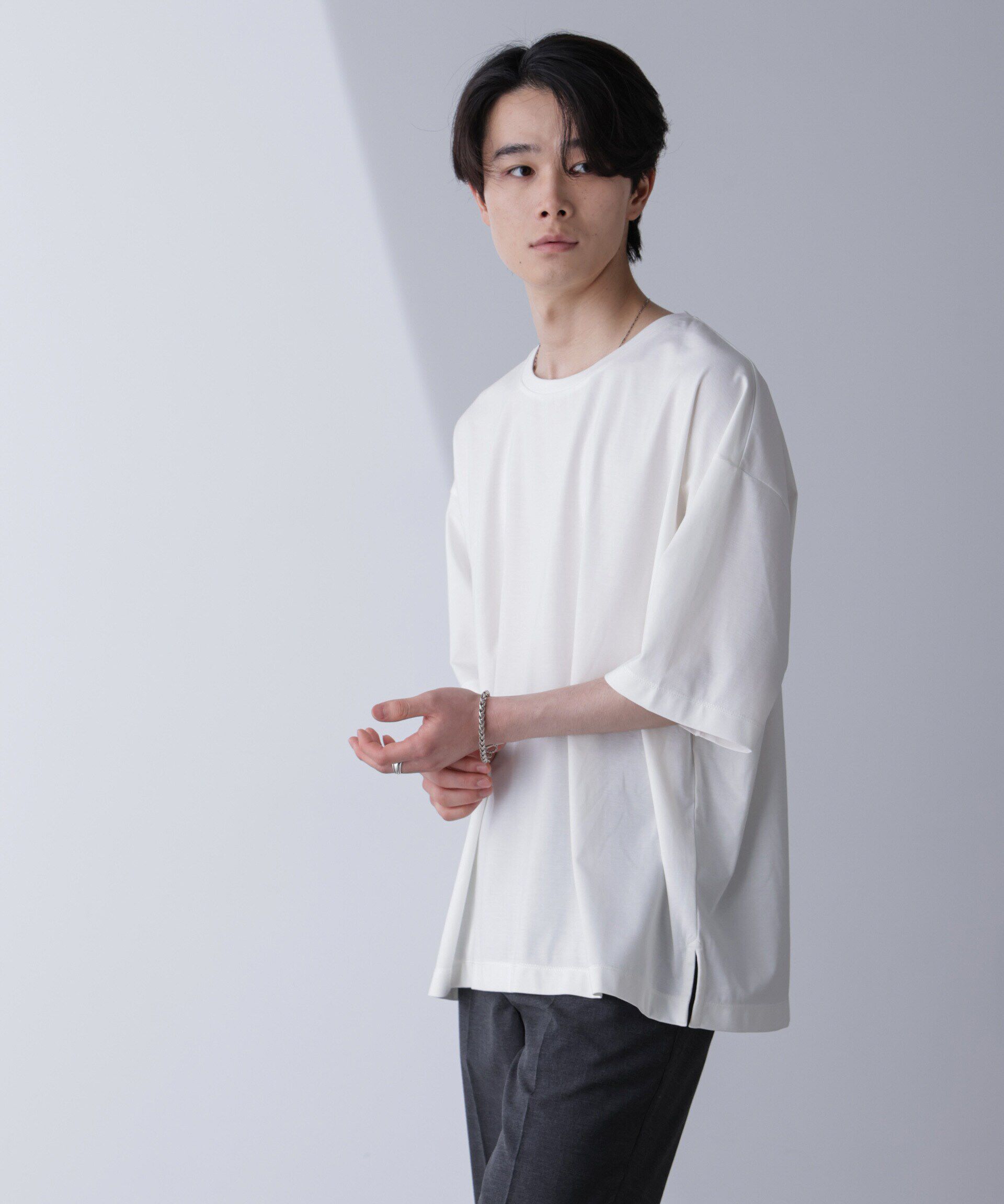 nano･universe「ルーズネックビッグTシャツ 半袖」|Tシャツ・カットソー|