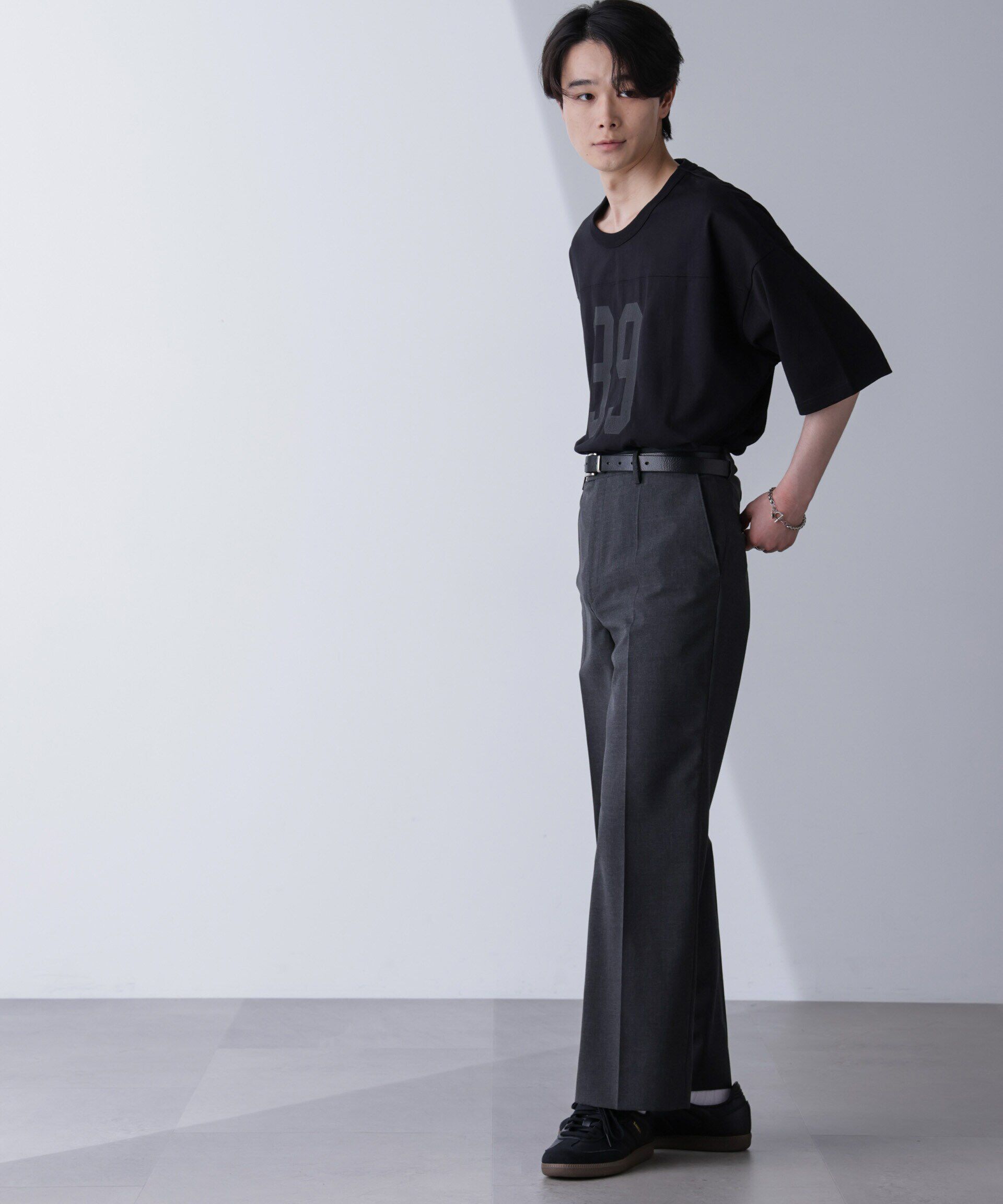 nano･universe「シャドープリントフットボールTシャツ 半袖」|Tシャツ・カットソー|