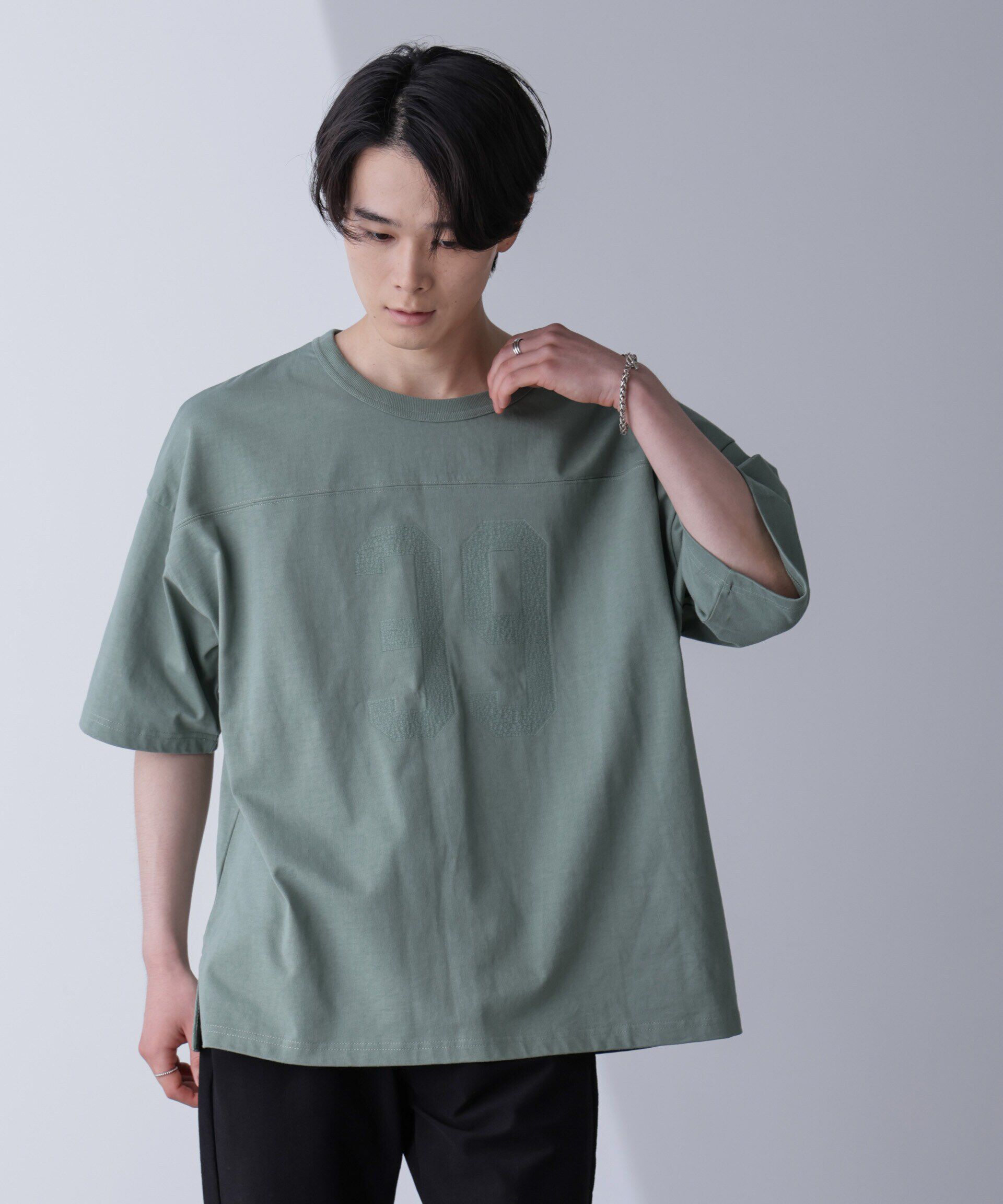 nano･universe「シャドープリントフットボールTシャツ 半袖」|Tシャツ・カットソー|