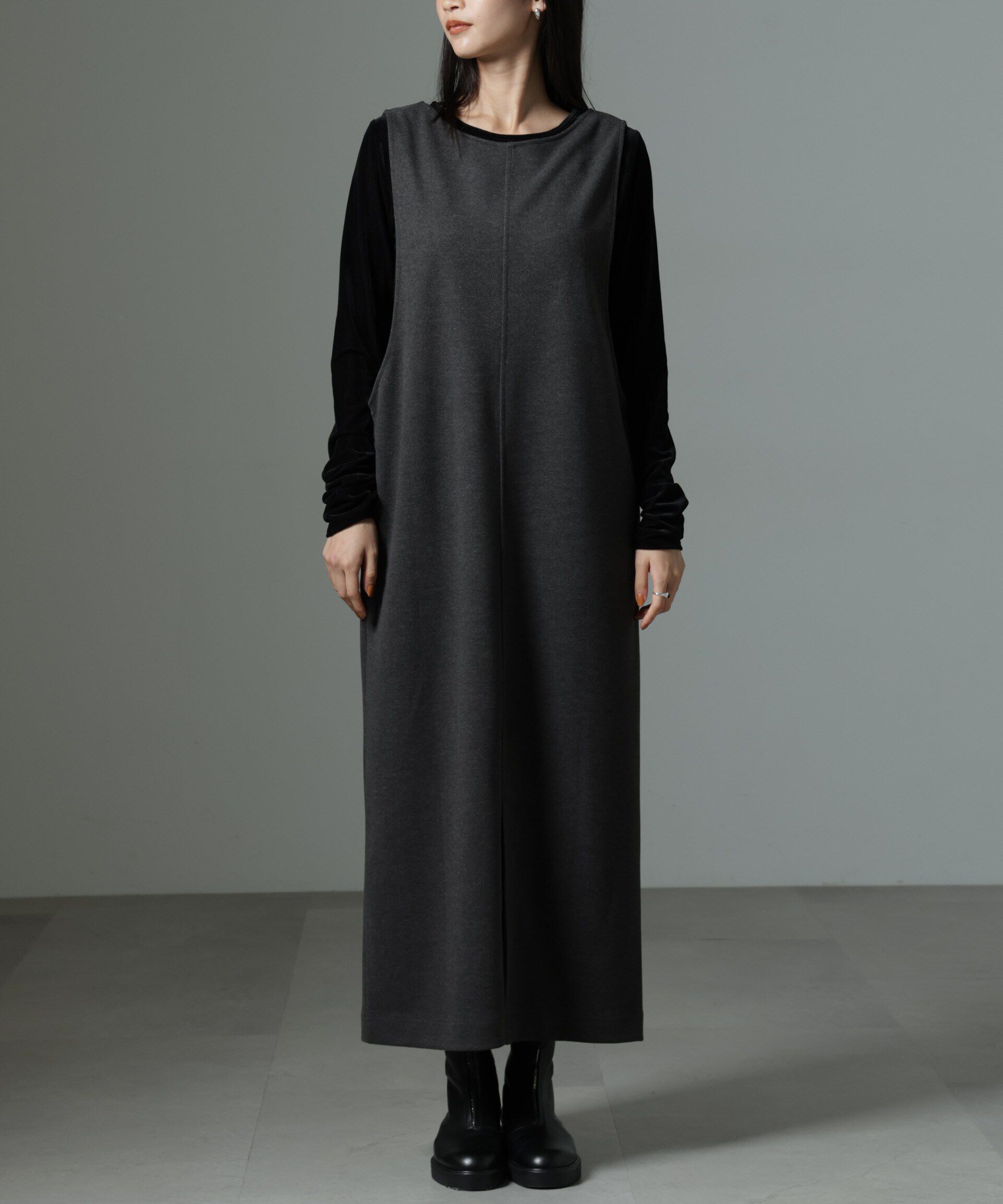 nano･universe「前後2wayクルーネックストレートラインジャンスカ」|ワンピース|