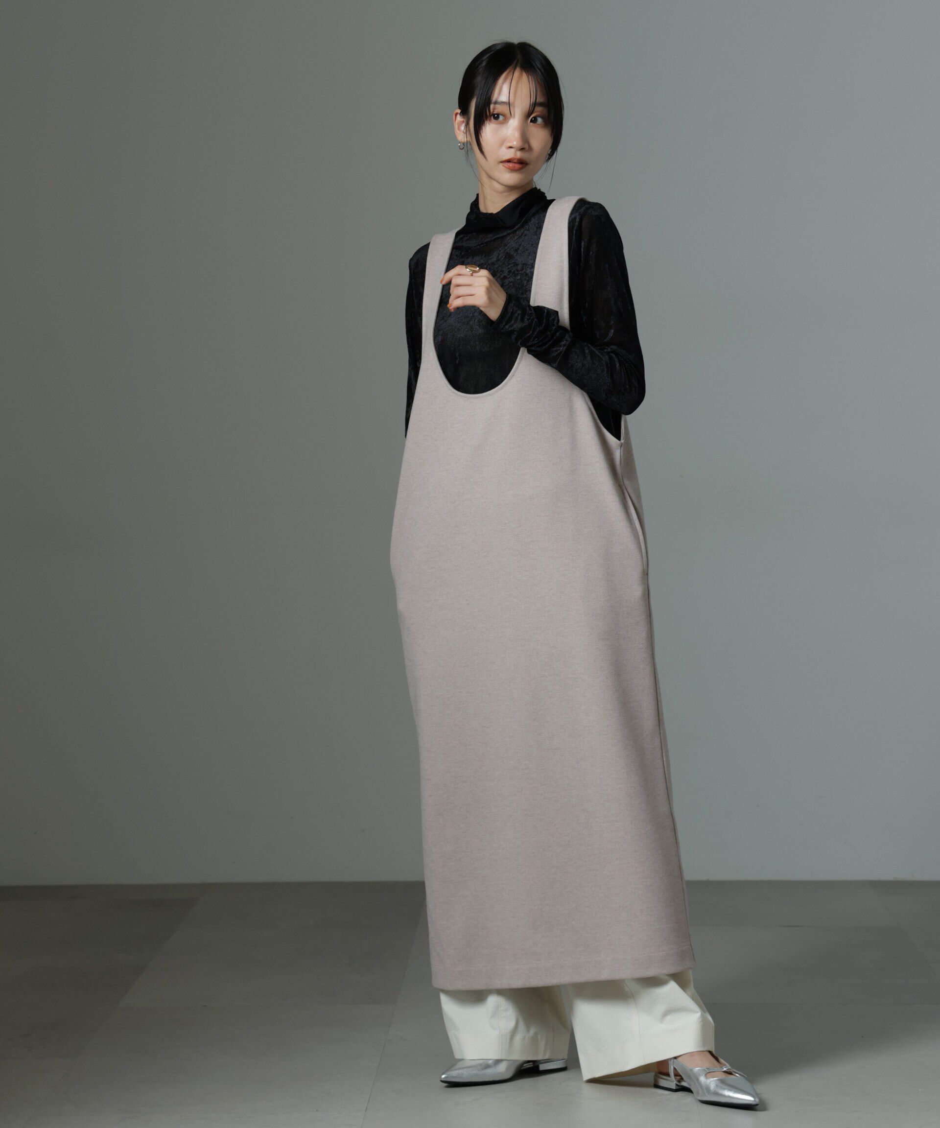 nano･universe「前後2wayクルーネックストレートラインジャンスカ」|ワンピース|