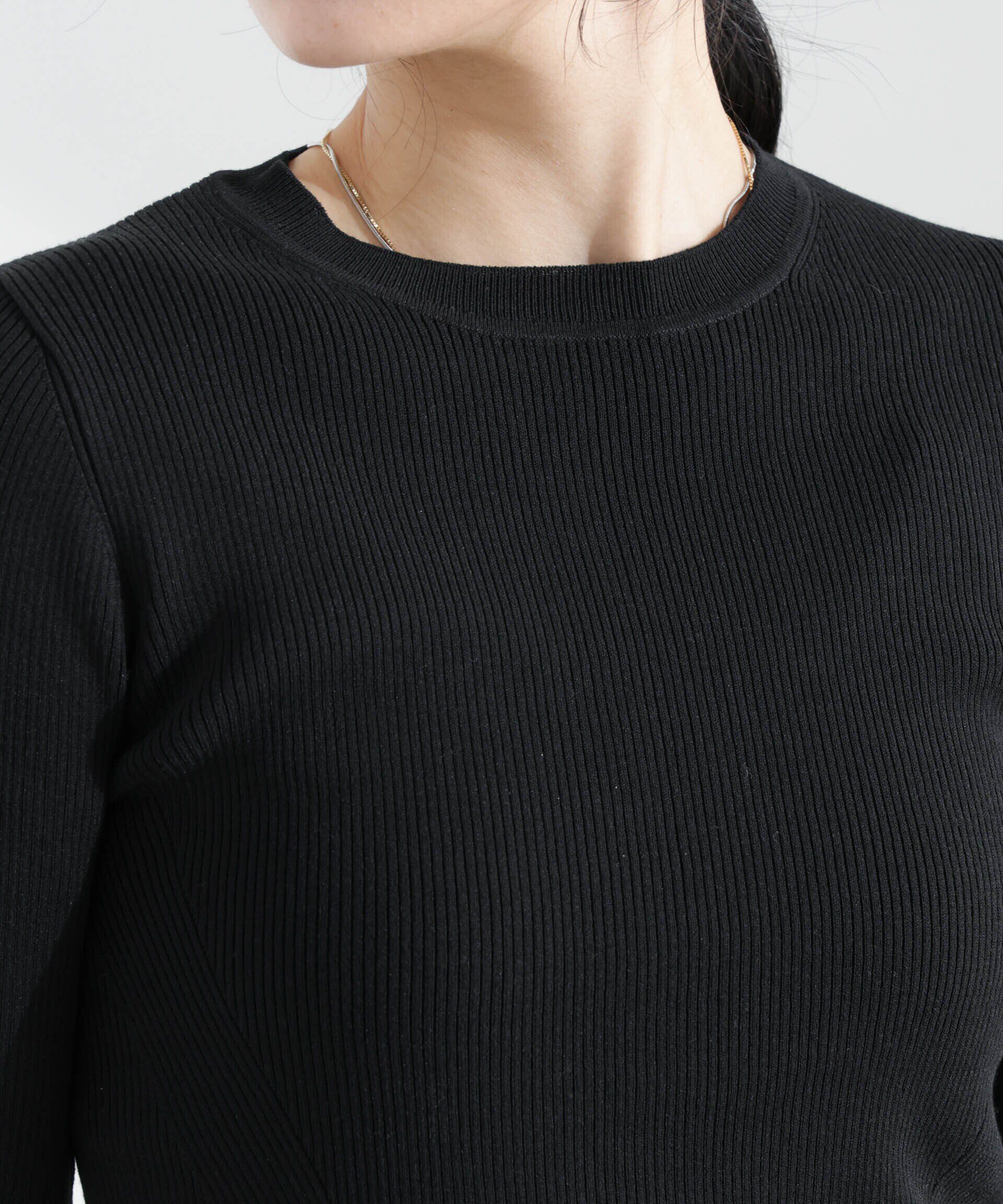 nano･universe「ウォッシャブルハイツイスト五分袖リブニット」|ニット・セーター|