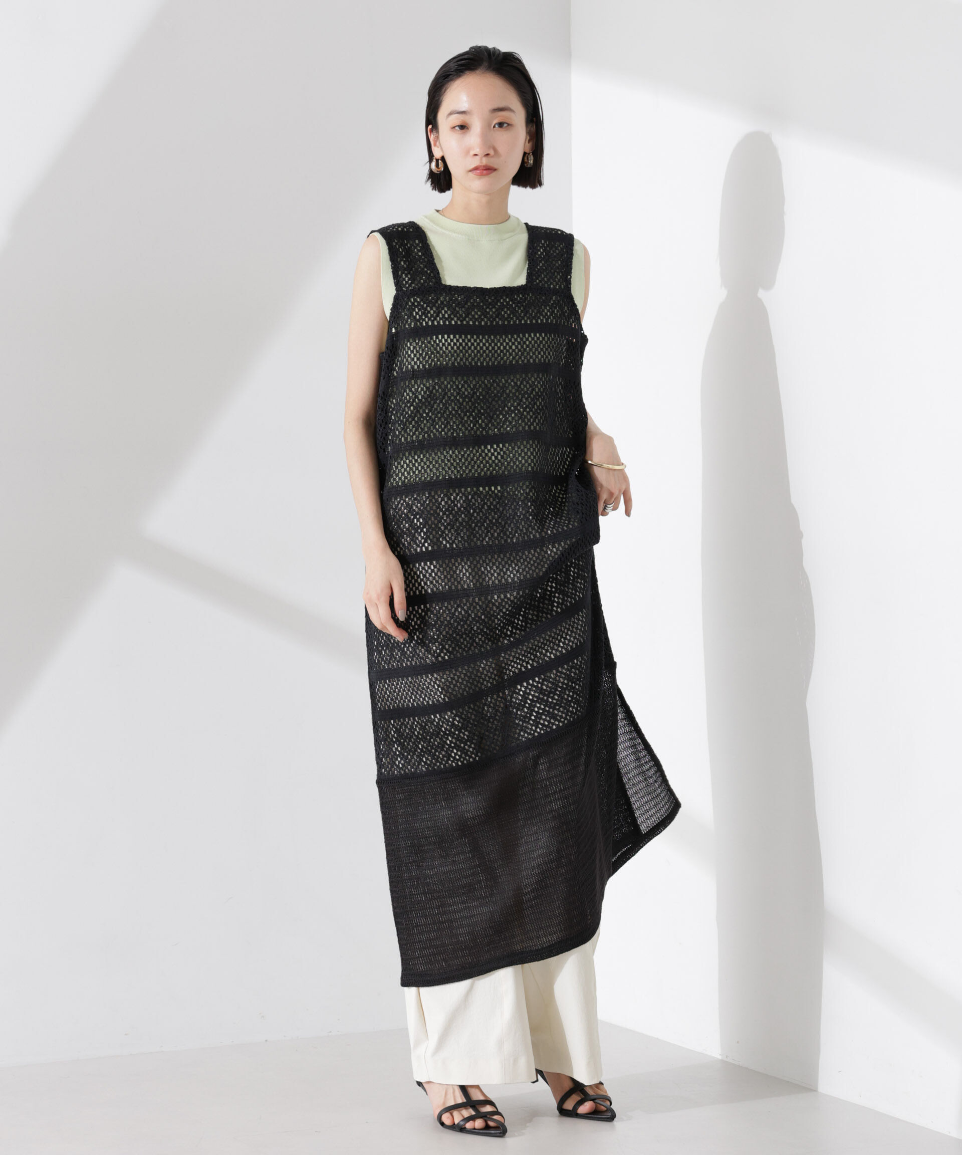 nano･universe「クロシェニット風レースノースリーブワンピース」|ワンピース|