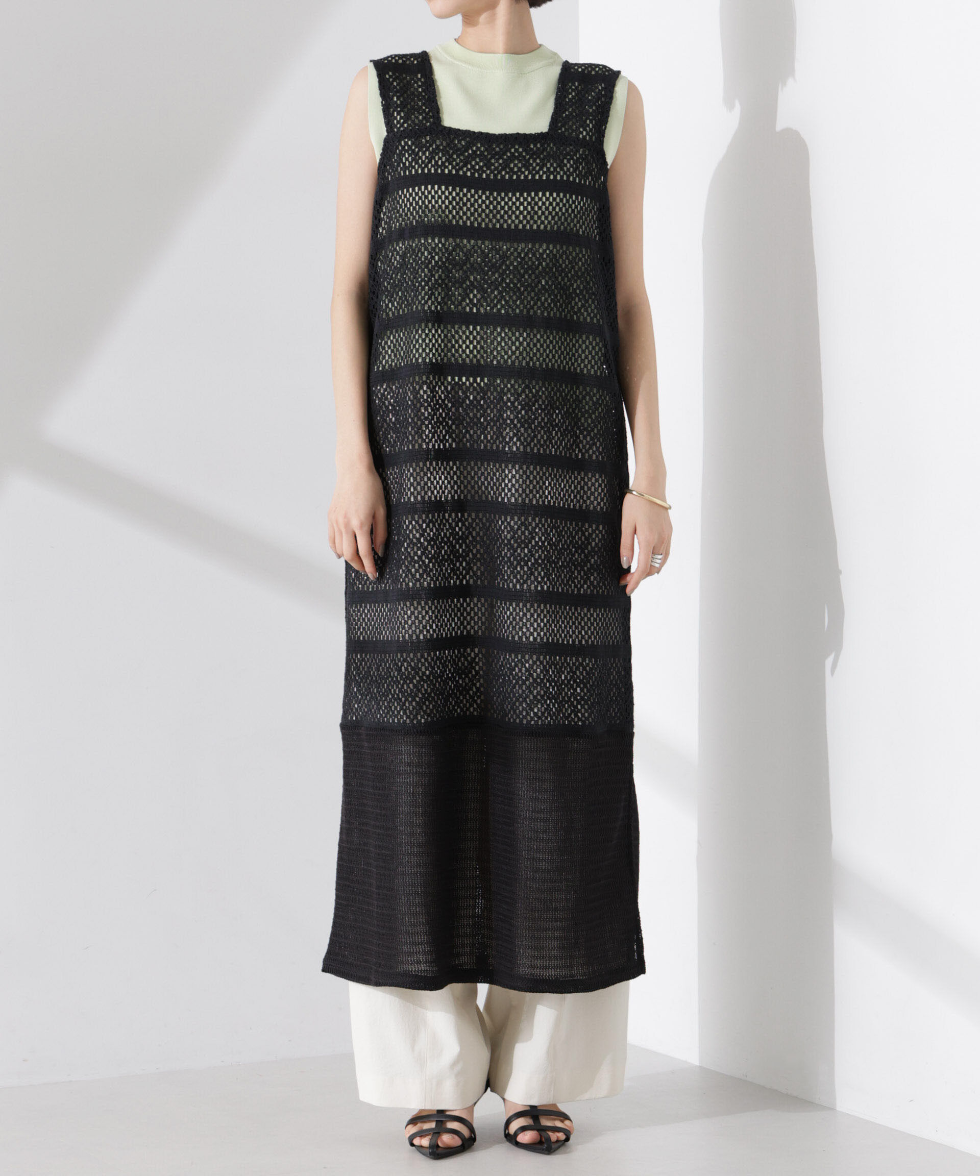 nano･universe「クロシェニット風レースノースリーブワンピース」|ワンピース|