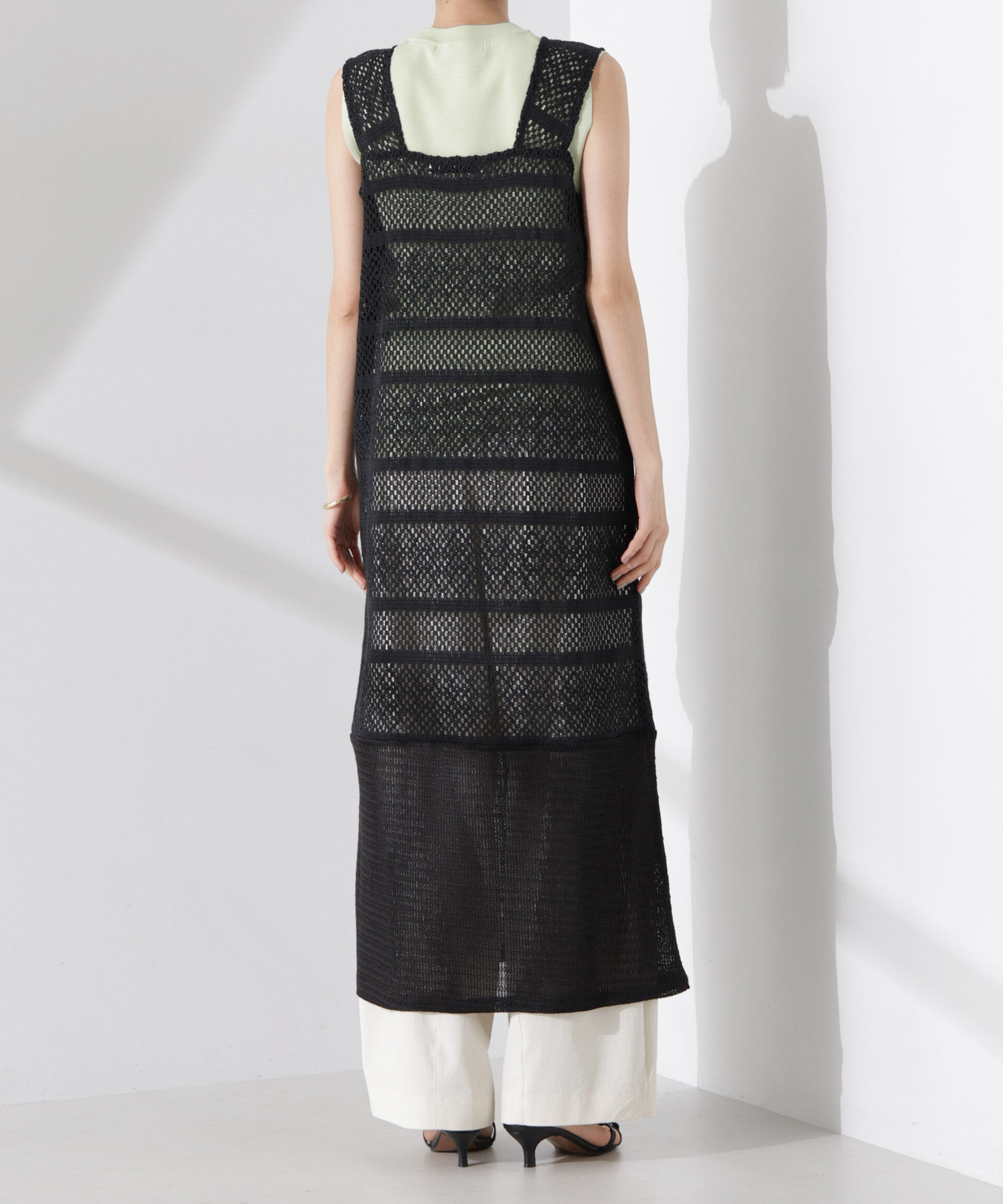 nano･universe「クロシェニット風レースノースリーブワンピース」|ワンピース|