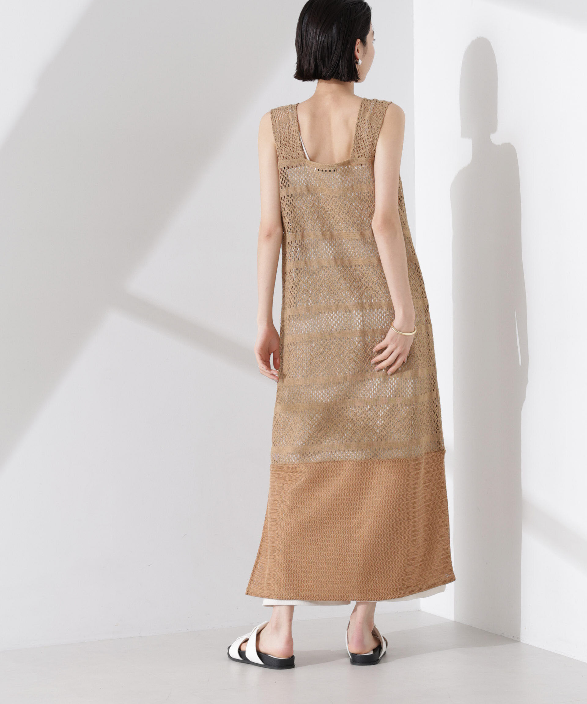 nano･universe「クロシェニット風レースノースリーブワンピース」|ワンピース|