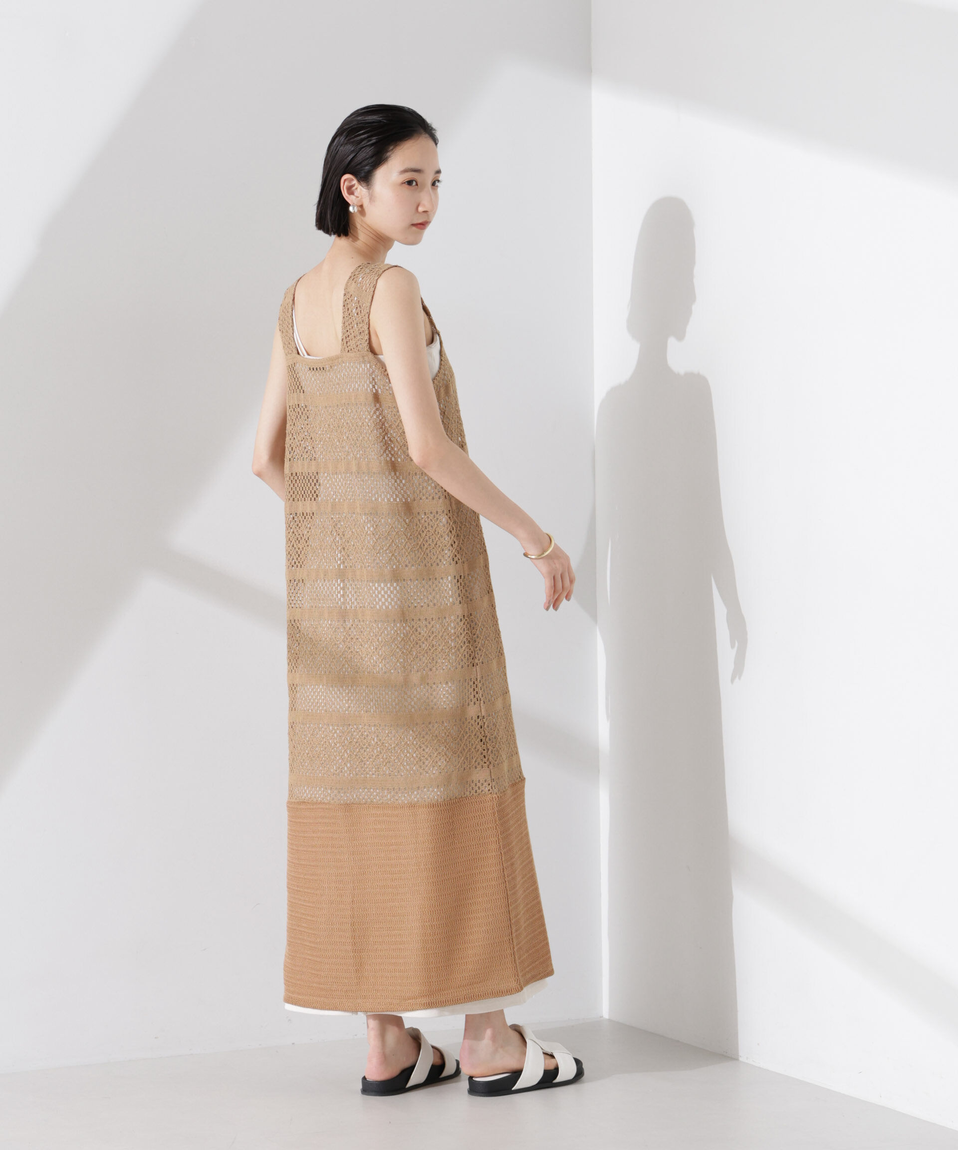 nano･universe「クロシェニット風レースノースリーブワンピース」|ワンピース|