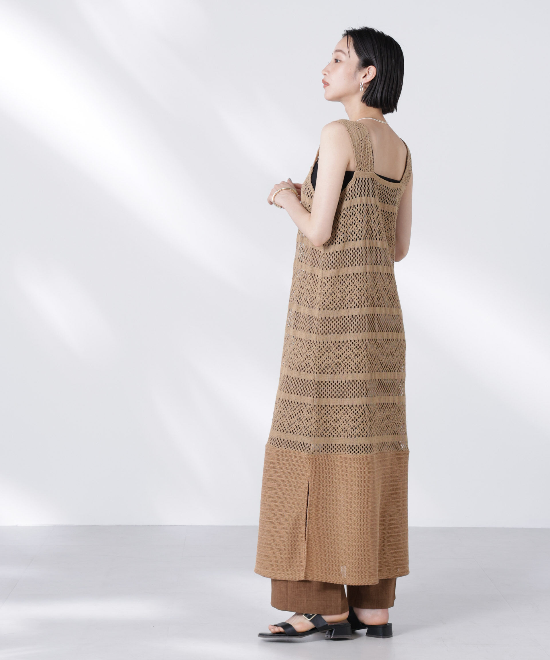 nano･universe「クロシェニット風レースノースリーブワンピース」|ワンピース|