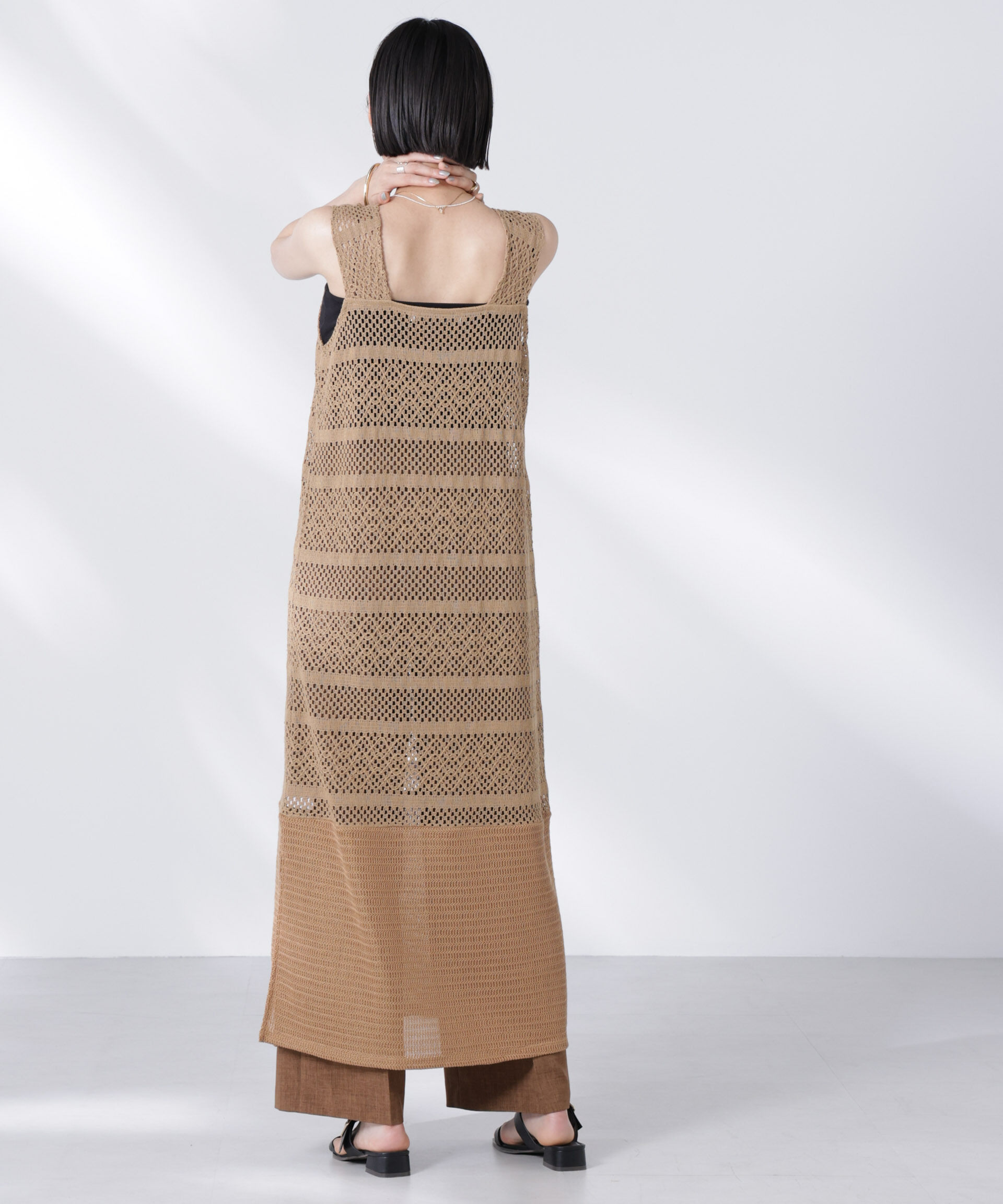 nano･universe「クロシェニット風レースノースリーブワンピース」|ワンピース|