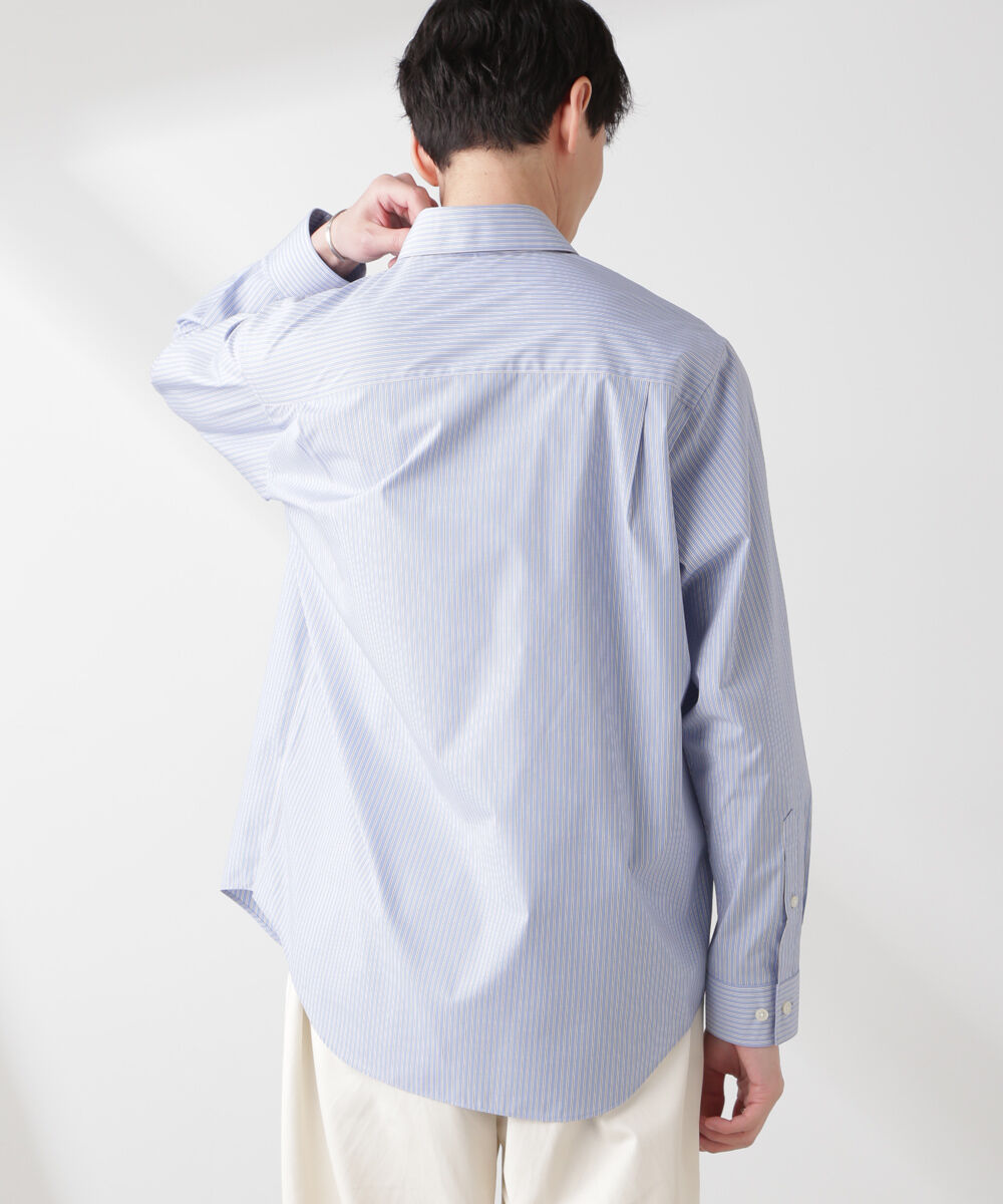 nano･universe「ESTENEIGE(R) レギュラーカラーシャツストライプ 長袖/接触冷感」|シャツ・ブラウス|