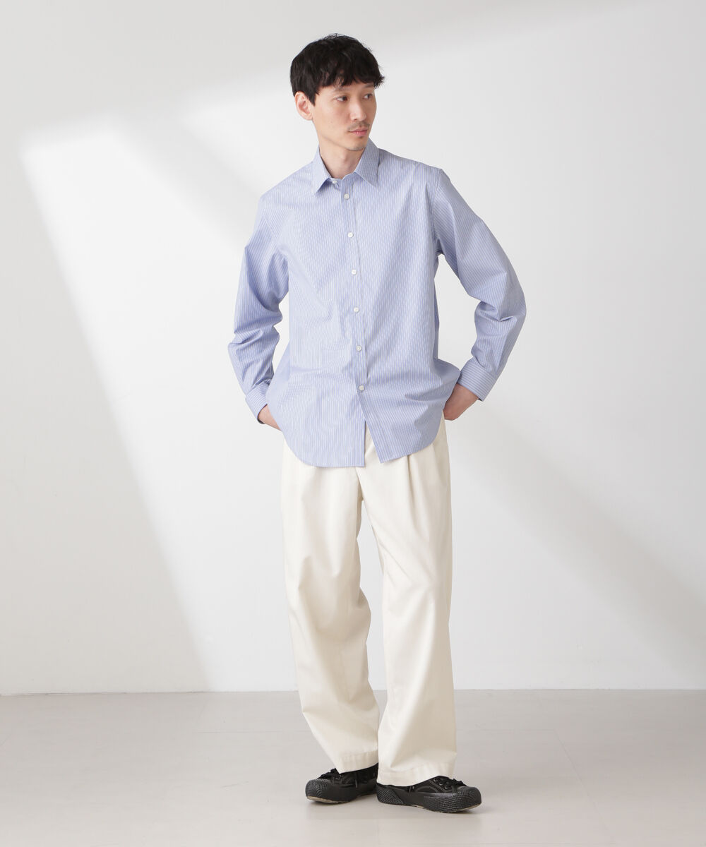 nano･universe「ESTENEIGE(R) レギュラーカラーシャツストライプ 長袖/接触冷感」|シャツ・ブラウス|