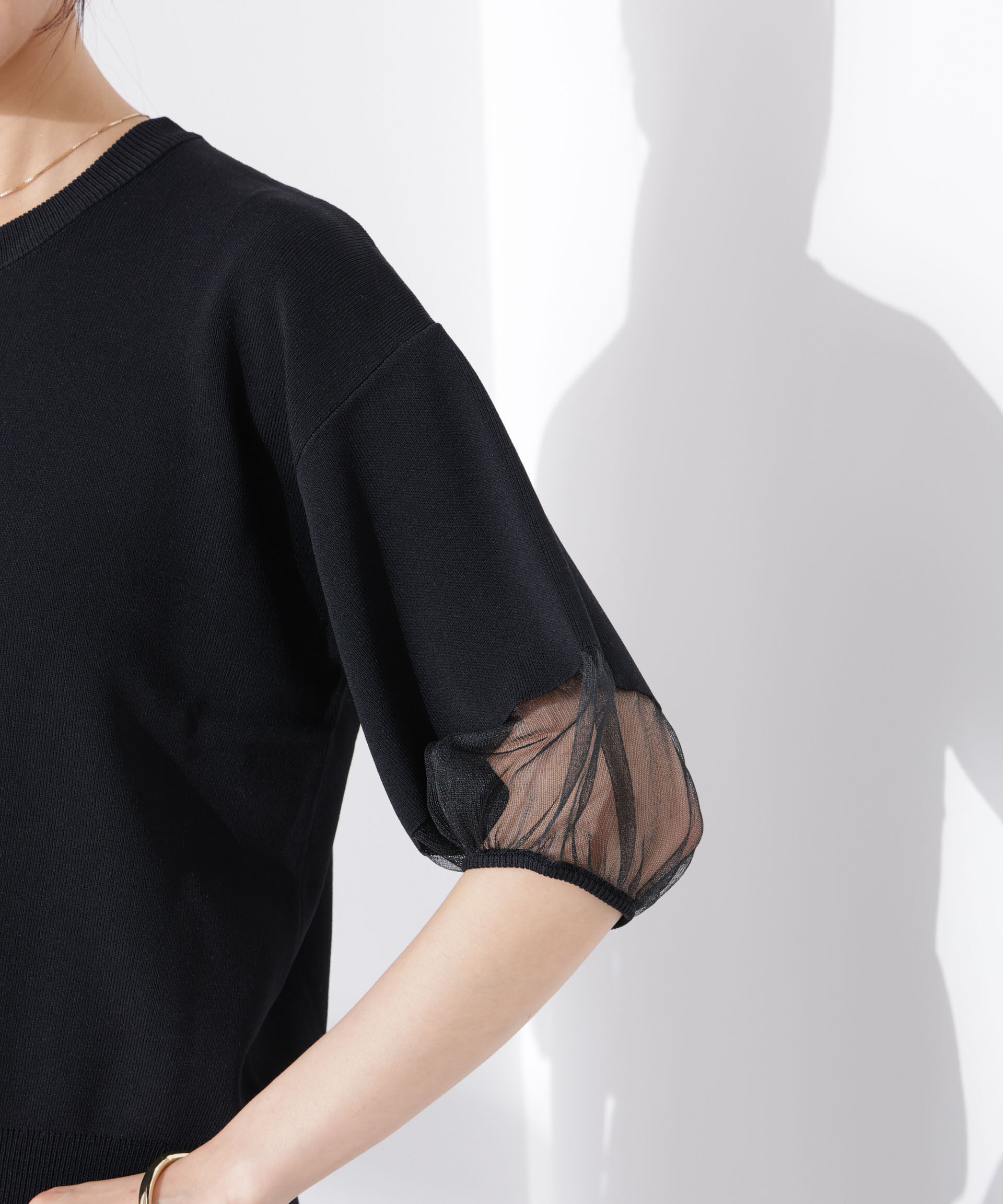 nano･universe「シアースリーブ・UVカット・接触冷感ニット」|ニット・セーター|