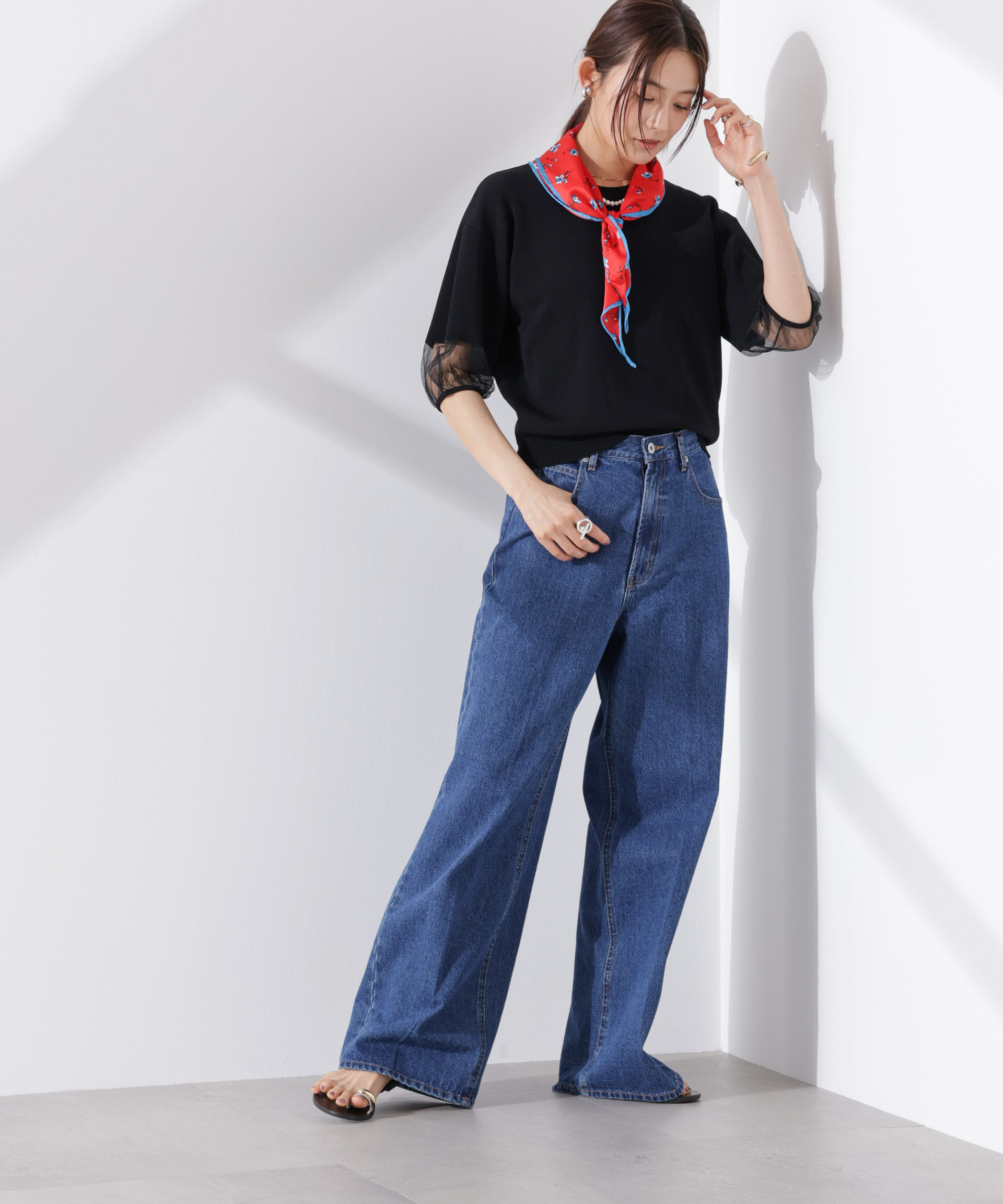 nano･universe「シアースリーブ・UVカット・接触冷感ニット」|ニット・セーター|