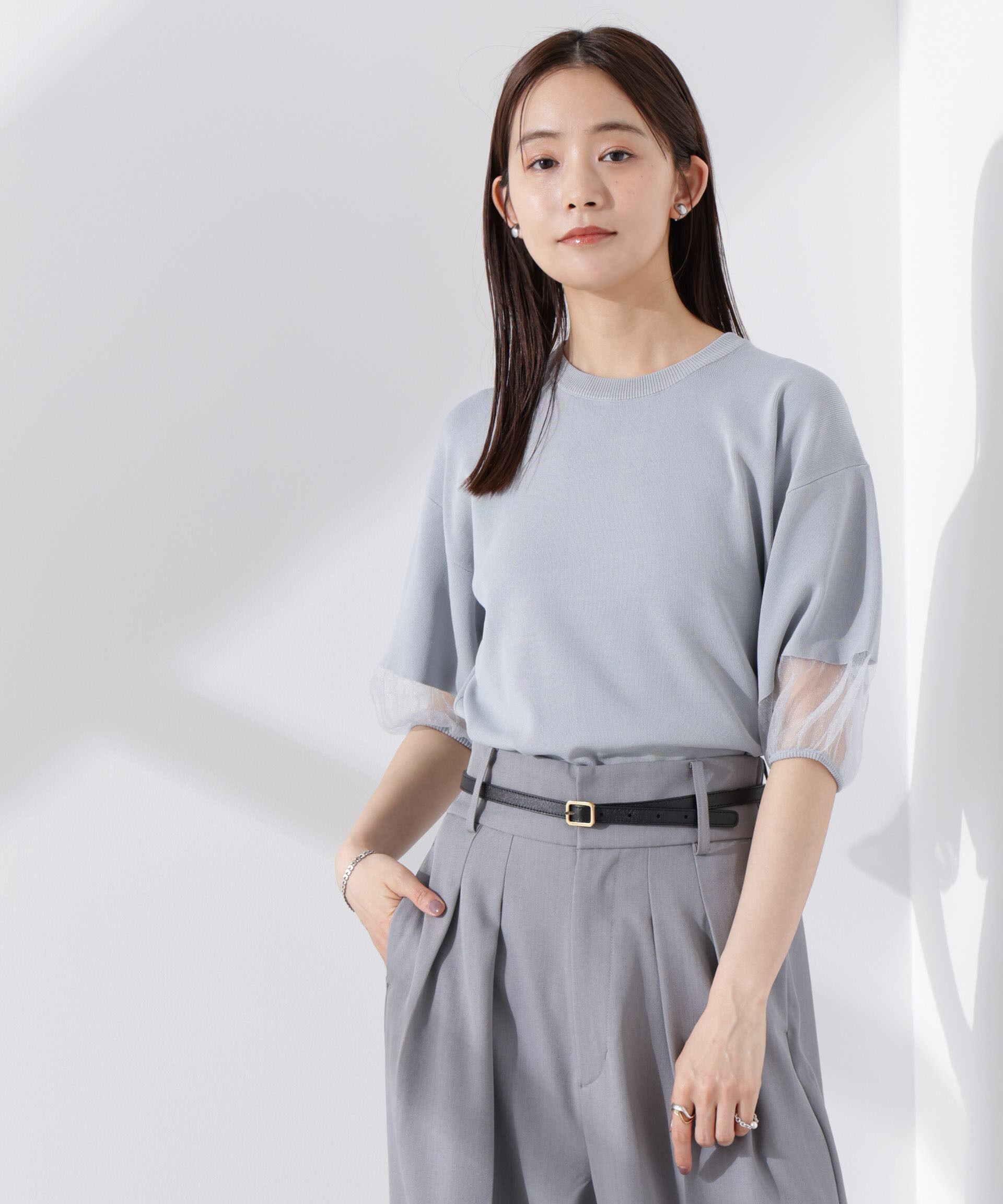 nano･universe「シアースリーブ・UVカット・接触冷感ニット」|ニット・セーター|