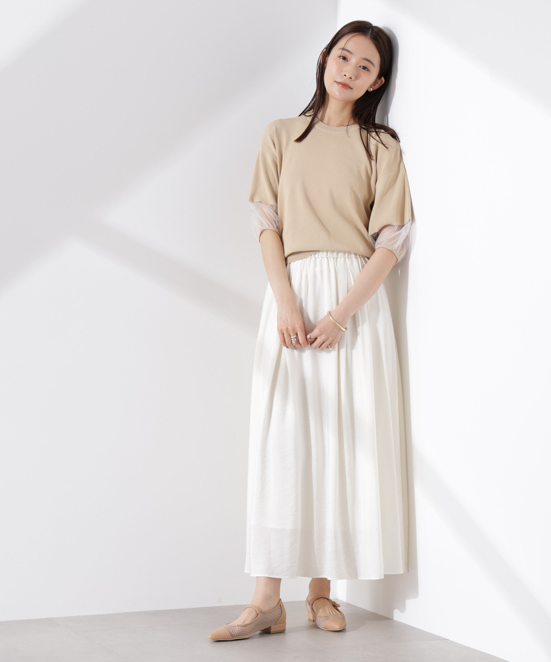 nano･universe「シアースリーブ・UVカット・接触冷感ニット」|ニット・セーター|