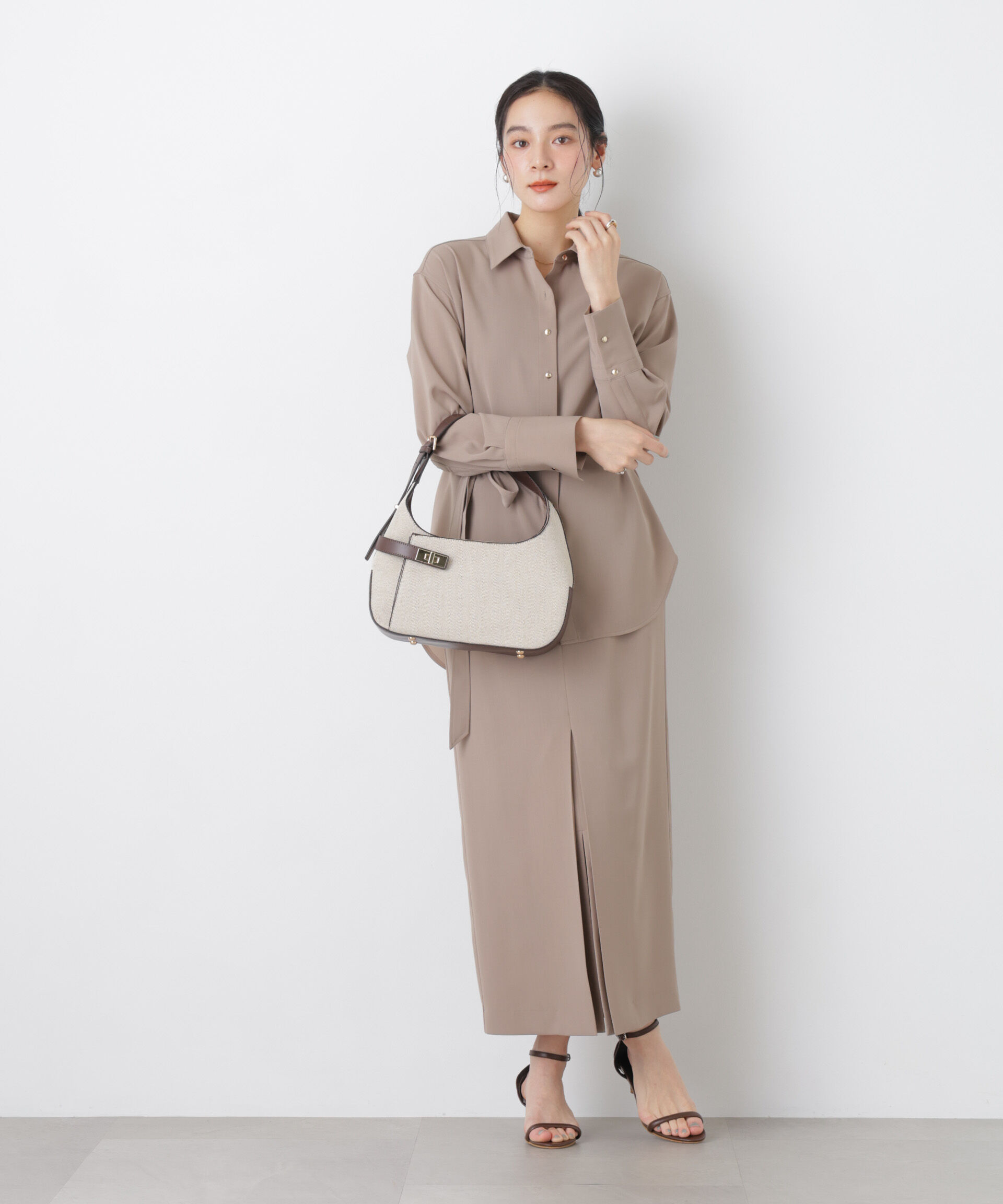 nano･universe「ターンロックベルトキャンバスワンハンドルバッグ」|ショルダー・メッセンジャー|