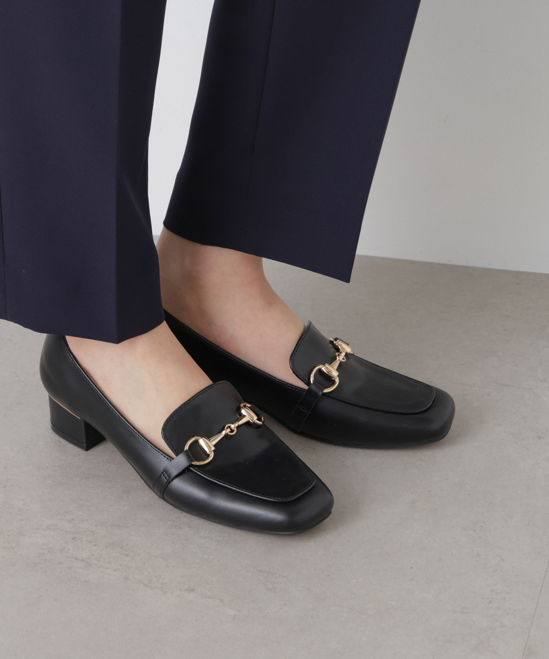 nano･universe「ゴールドパーツヒールローファー」|ビジネス・ドレスシューズ|ブラック