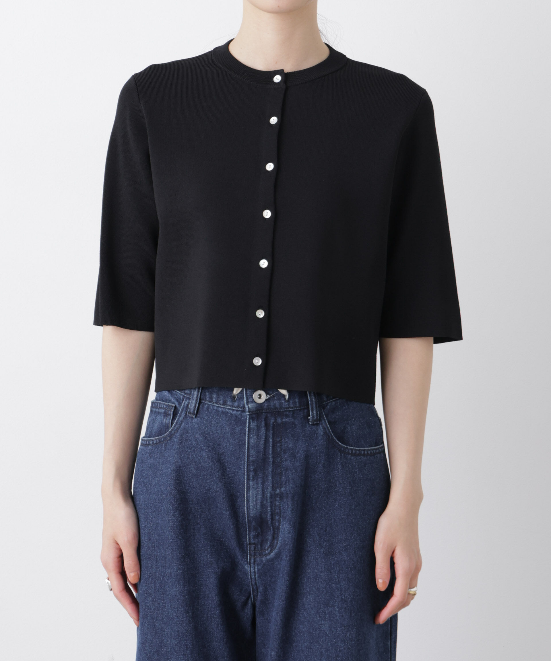 nano･universe「洗濯機洗い可UVカット接触冷感半袖カーディガン」|ニット・セーター|