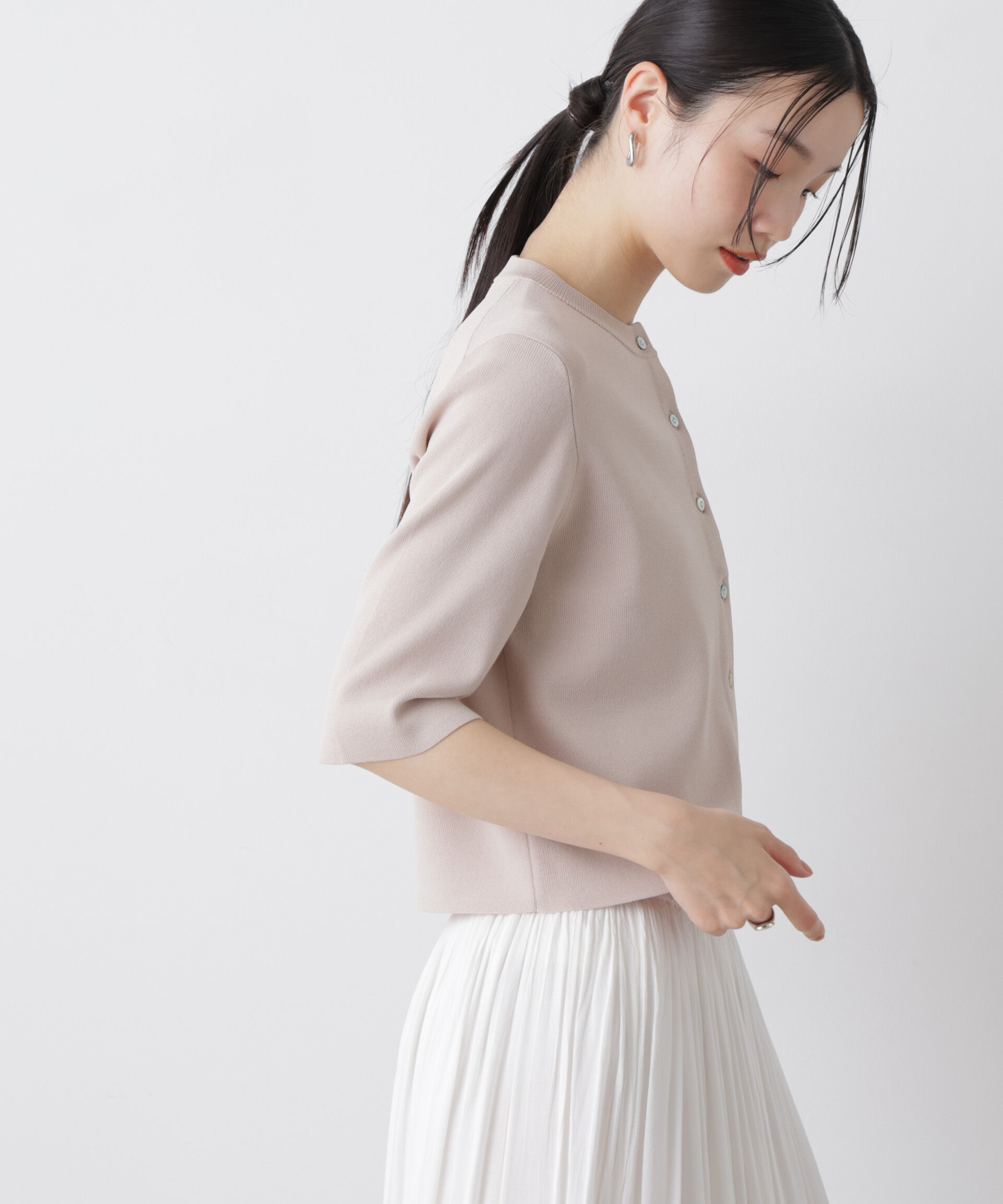 nano･universe「洗濯機洗い可UVカット接触冷感半袖カーディガン」|ニット・セーター|