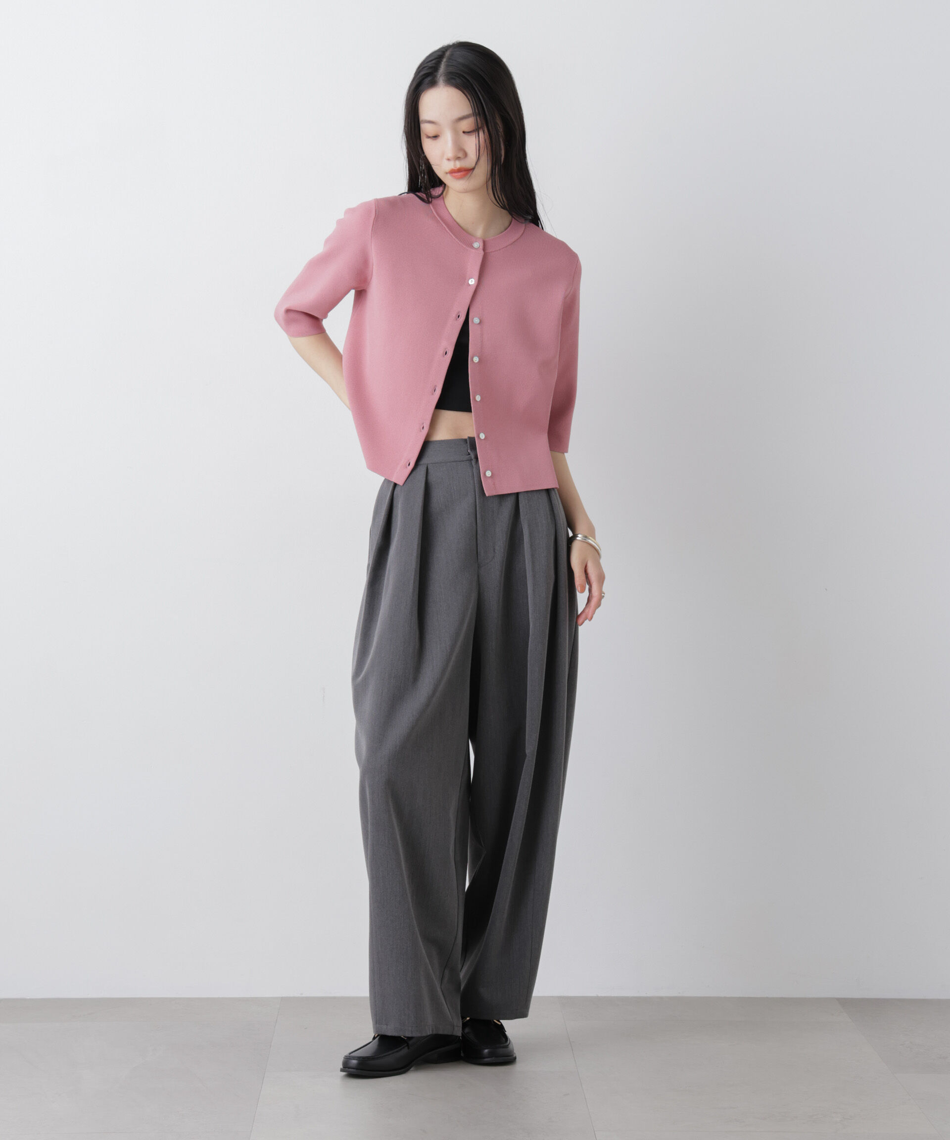 nano･universe「洗濯機洗い可UVカット接触冷感半袖カーディガン」|ニット・セーター|