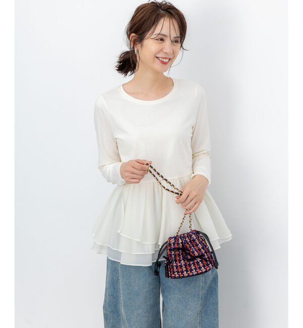 組曲「オーガンジーコンビ ロングTシャツ」|Tシャツ・カットソー|