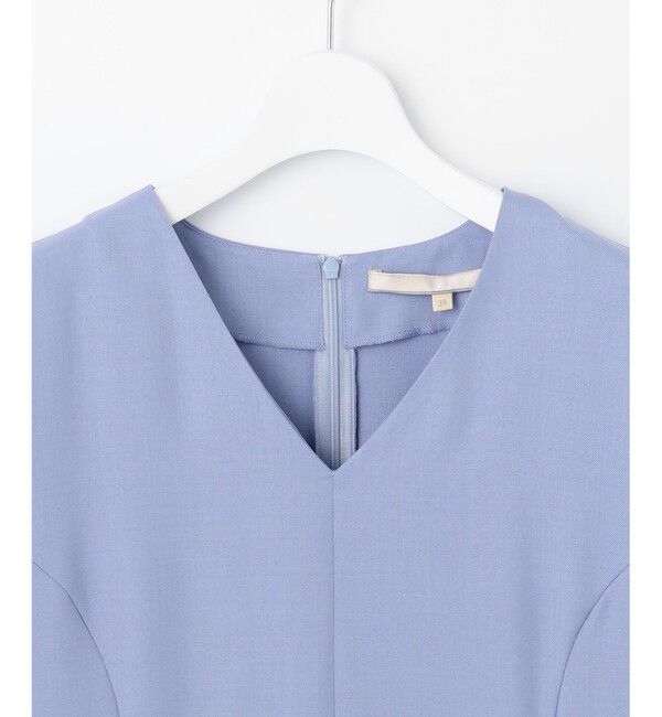 自由区「【接触冷感・速乾・UVケア・撥水・防シワ・XSサイズあり】リネンライクツィルVネック ワンピース」|ワンピース|