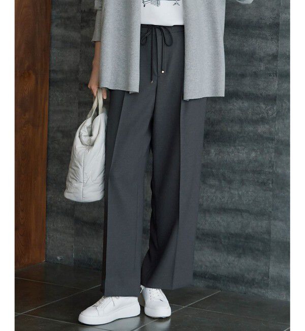 自由区「【洗える】ツイステッドダブルクロスワイドストレート パンツ」|その他|グレー