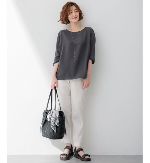 23区「【洗える】ストレッチジョーゼット フォルム カットソー」|Tシャツ・カットソー|